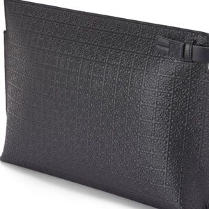 Loewe Repeat T Debossed Leather Pouch/Clutch